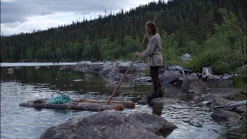 Bushcraft trip - making raft without rope - permanent tipi camp series ...