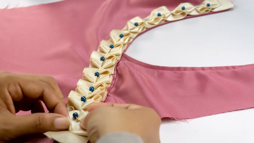 Elegant Embellished Neck Design with Ribbons: Dress Making Tutorial ...