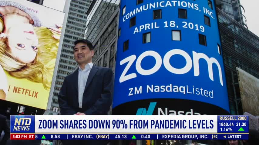 Zoom Shares Down 90 Percent From Pandemic Levels