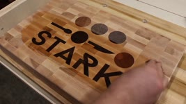 Custom Inlaid Cutting Board for Stark Knives. Cnc inlay. Wooden inlay.
