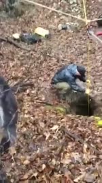 Dog Rescued After Getting Stuck Down 30-Foot Hole