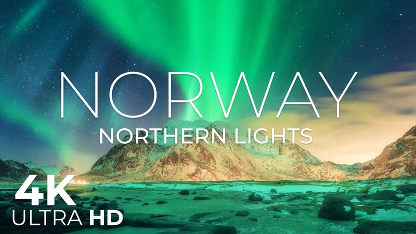 Norway 4K • Northern lights (Aurora) | 1 Hour Relaxing with Peaceful Piano for Sleep