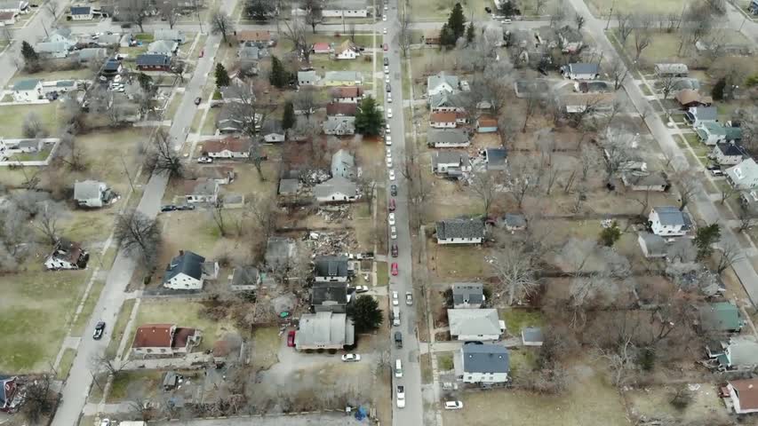 Drone Footage Shows Long Lines for Water in Flint