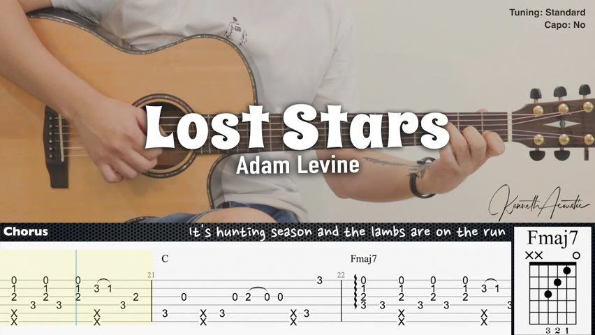 Lost Stars - Adam Levine | Fingerstyle Guitar | TAB + Chords + Lyrics