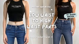 EASIEST WAY TO TRANSFORM LOW WAIST JEANS TO HIGH WAIST JEANS | NO SEWING MACHINE | Villamor Twins