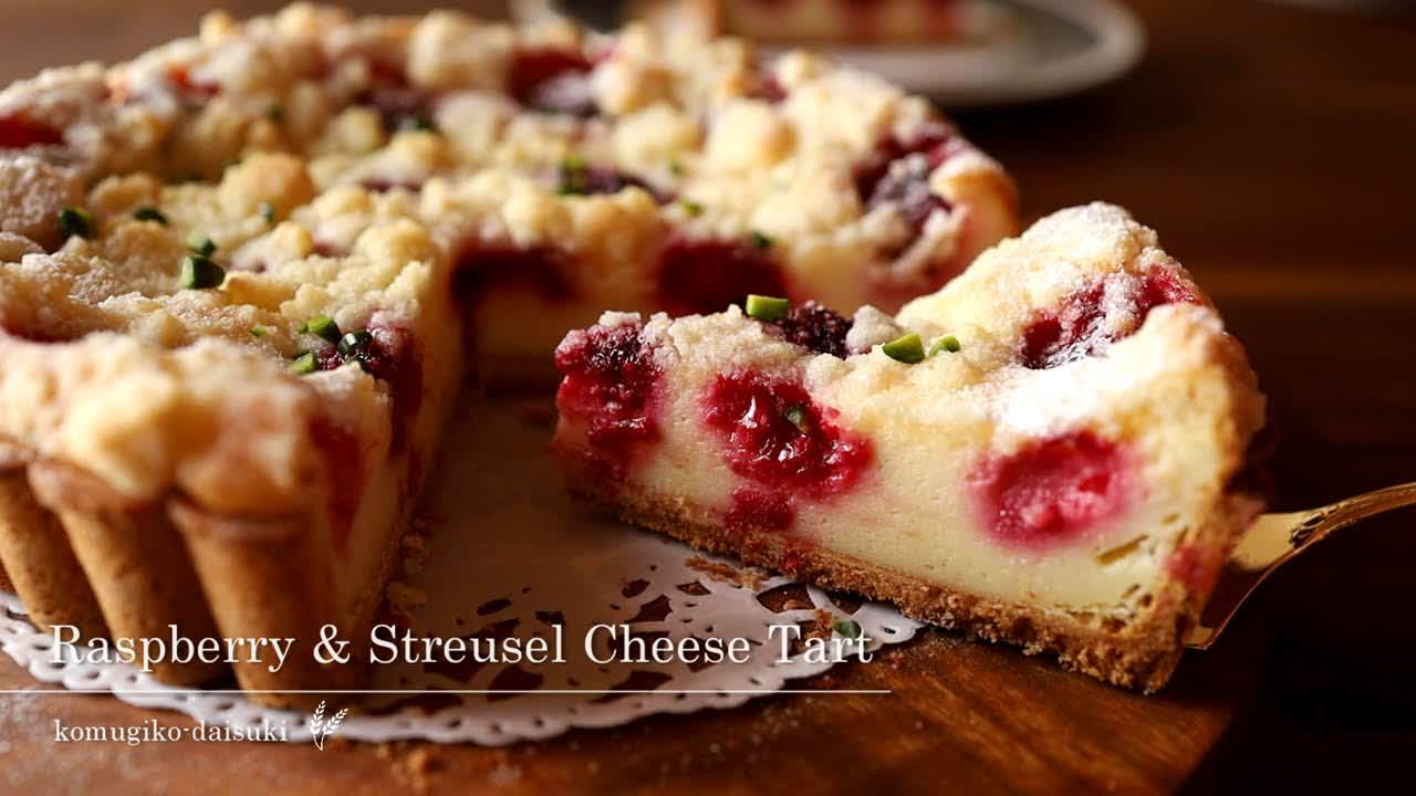 Raspberry & Streusel Cheese Tart｜フランボワーズのシュトロイゼル チーズタルト komugikodaisuki【vlog】