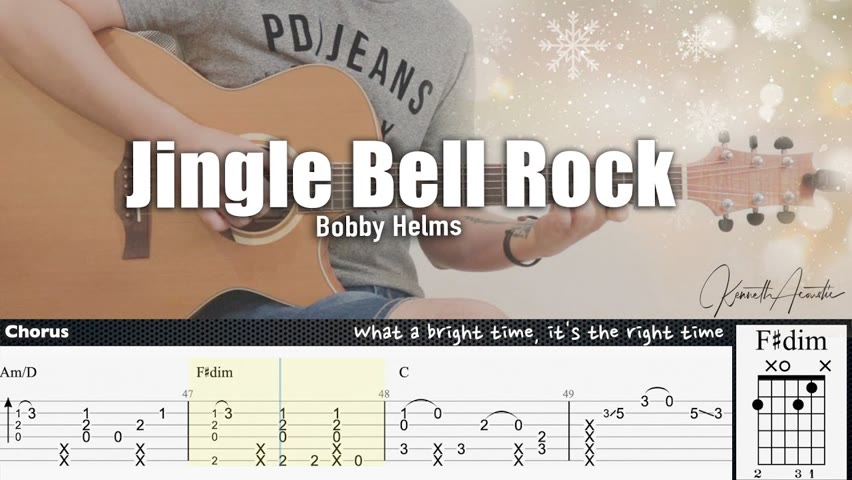Jingle Bell Rock - Bobby Helms | Fingerstyle Guitar | TAB + Chords + Lyrics