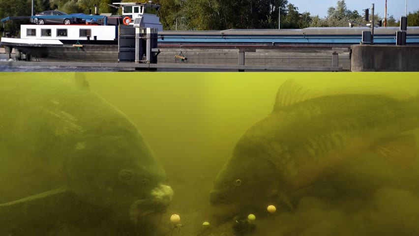 Underwater fishing in a canal with big boats and an underwater drone! (PowerRay)