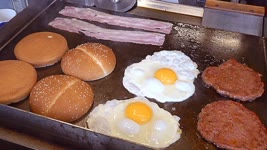 Cheese Bacon Hamburger with Egg - Korean Street Food