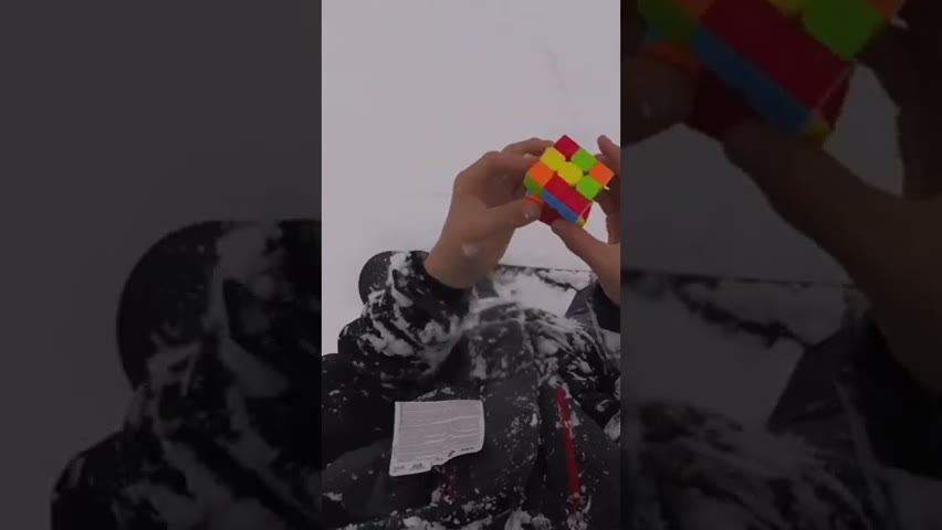 POV: Rubik’s Cube Solved While SNOWBOARDING