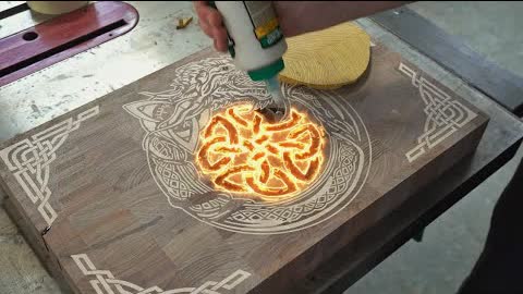 Ouroboros cutting board. Butcher block for Soulker. Making process.