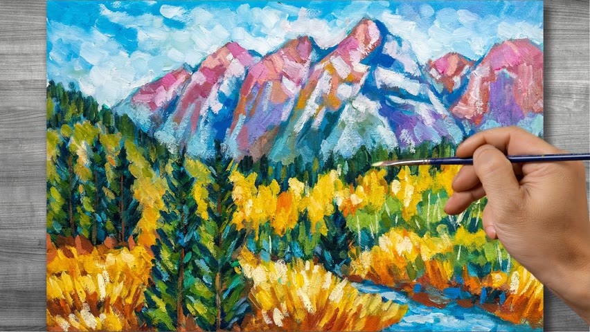 Autumn landscape painting | Oil painting time lapse |#319