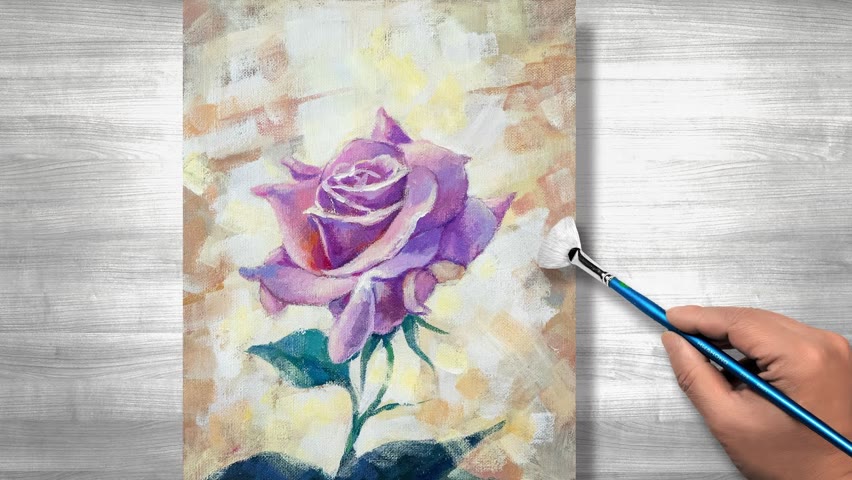 Acrylic painting tutorial flowers | Blue rose | daily art #193
