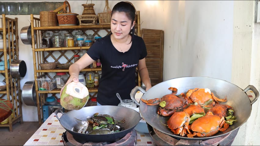 Yummy mud crabs fried rice cooking - Mud crabs recipe - Countryside life TV