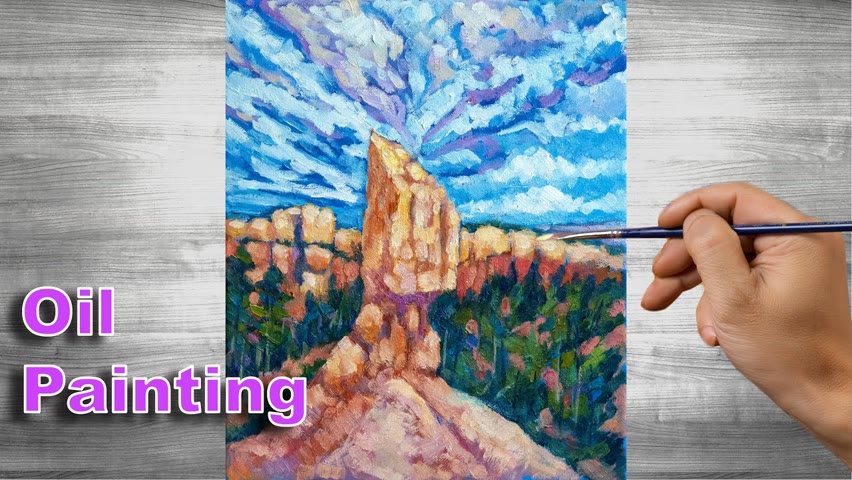 Mountain scenery painting | Oil painting time lapse |#309
