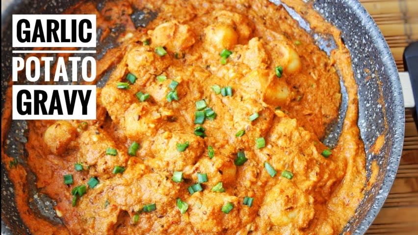How to make Garlic Potato Gravy || Lesuni Aloo || Baby Potato Curry/Gravy | Garlic Baby Potato Gravy