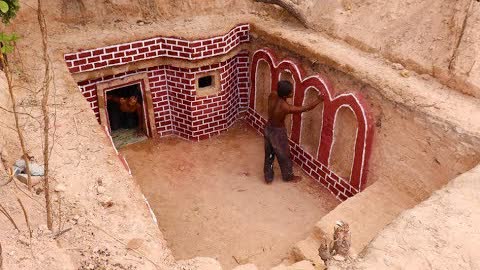 Build The Most Beautiful  Underground Red  Villa House