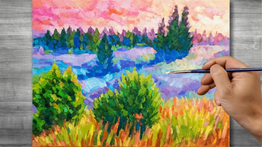 impressionist painting | Sunset scenery | oil painting | time lapses | #330