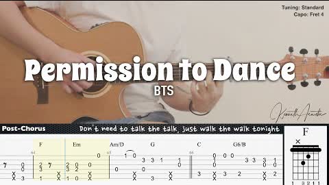 Permission to Dance - BTS | Fingerstyle Guitar | TAB + Chords + Lyrics