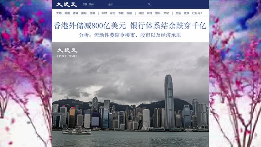 香港外储减800亿美元 银行体系结余跌穿千亿 2022.11.08