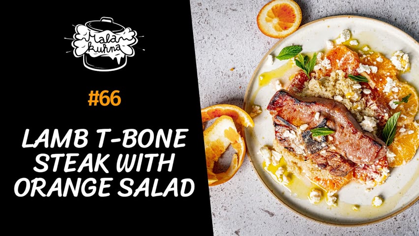 Lamb T-Bone Steak with Quinoa, Feta & Orange Salad | Little Kitchen recipe