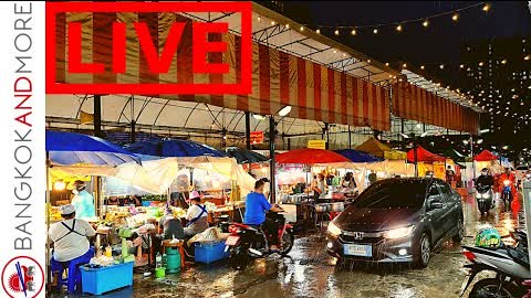 🔴 LIVE From Rainy Bangkok Street Food Market ❤️🇹🇭
