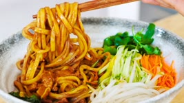 Noodles with Soybean Paste & Pork Belly Recipe, #Shorts "CiCi Li - Asian Home Cooking"