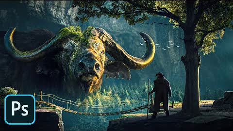 Giant Buffalo-Photoshop Manipulation Speed Art Tutorial