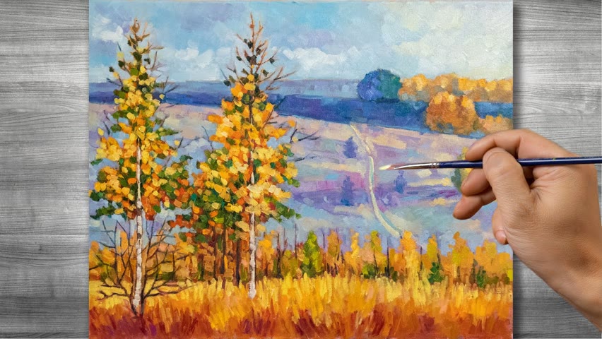 Autumn landscape oil painting | time-lapses | #328