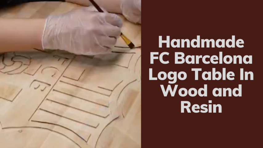 Handmade FC Barcelona Logo Table In Wood and Resin
