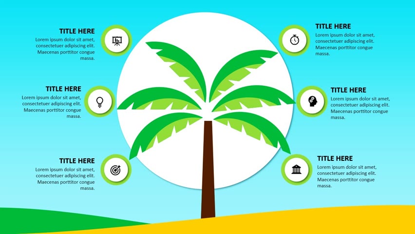 6 Options with Palm Tree Infographic Slide in PowerPoint