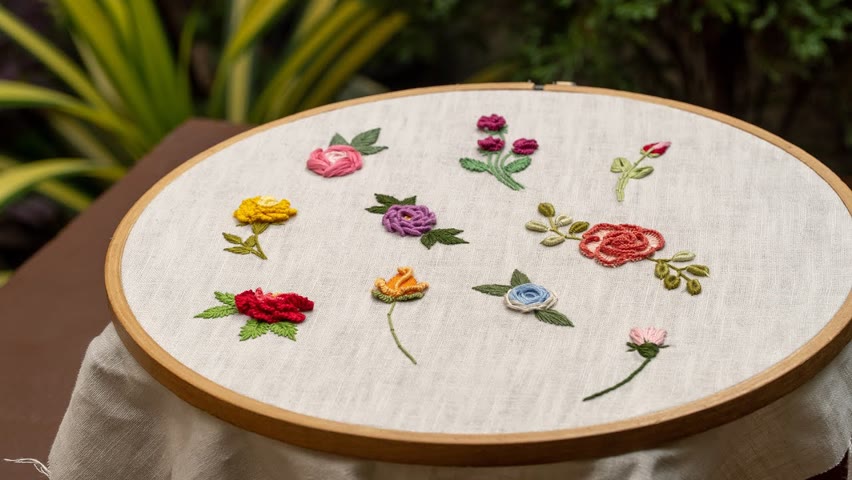 10 Roses - How to embroider flowers by Hand