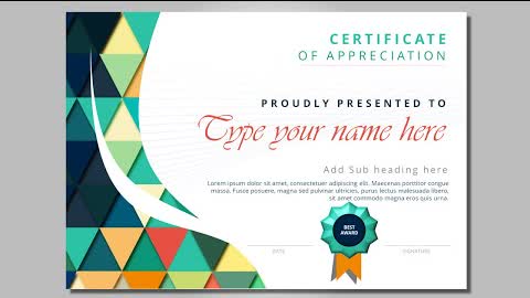 PowerPoint Certificate Template with Geometric Design