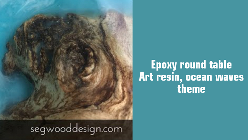 Epoxy round table - Art resin, ocean waves theme
