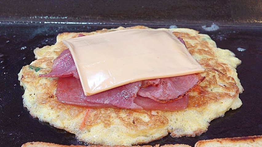 베이컨햄치즈토스트 Bacon Ham Cheese Toast - Korean Street Food