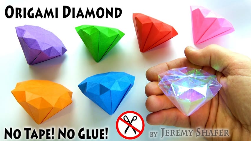 How to Make the CHAOS EMERALDS - Origami Diamond - No Tape! No Glue! No Scissors!