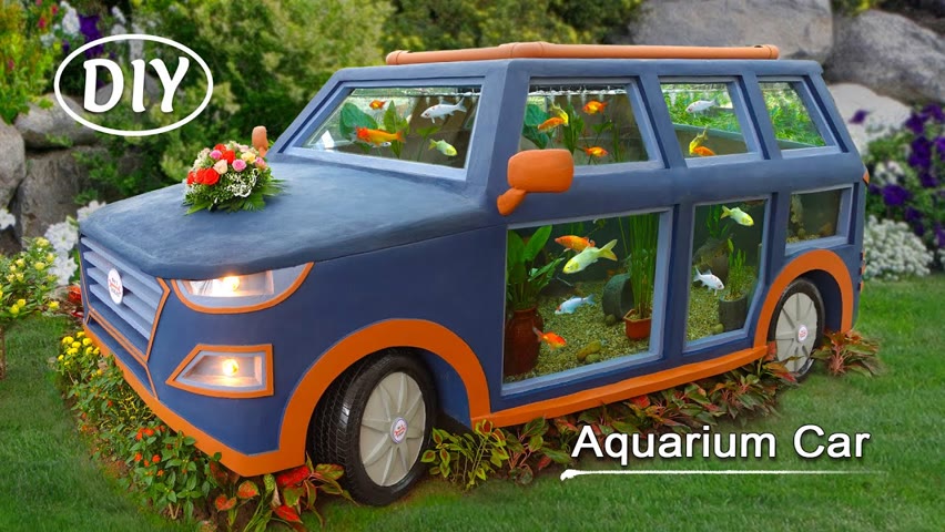 Super crazy ideas! Make masterpiece aquarium car from cement