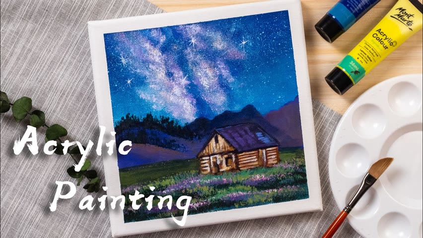 Acrylic Painting Tutorial For Beginners Landscapes/ Daily Art ＃78/ Galaxy Park
