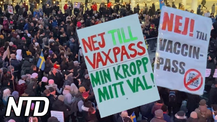 Tusentals demonstreranter mot vaccinpass i Stockholm