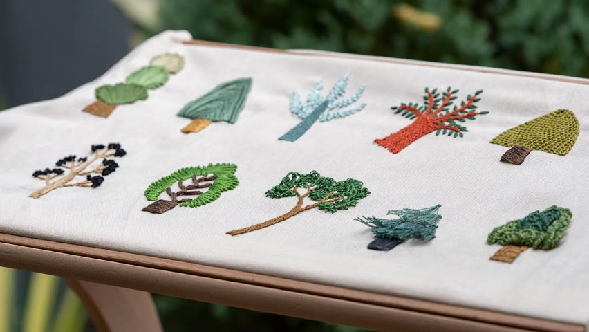 10 Embroidered Trees idea - Hand Stitching for Clothes