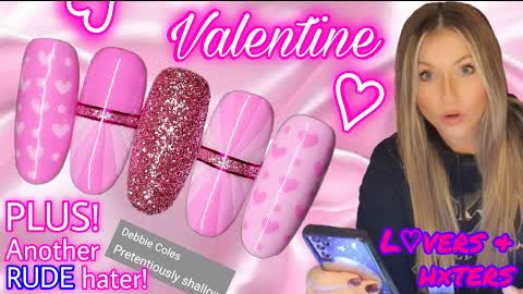 💗 Valentine Ombre & Hearts | Pink Glitter Valentine's Nail Art Design | Gel Polish | Pretty Cute