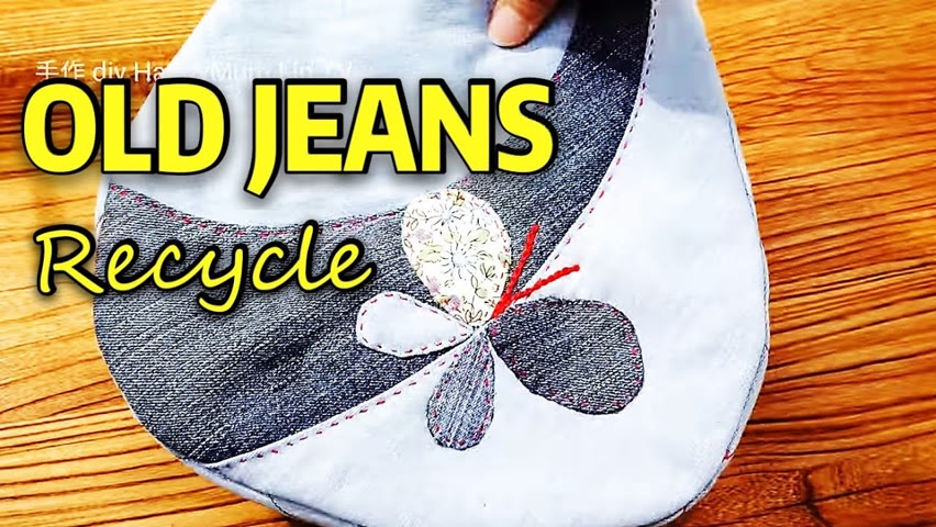 DIY JEANS SLING BAG IDEA OUT OF OLD JEANS / From Jeans Pants Recycle #HandyMumLin