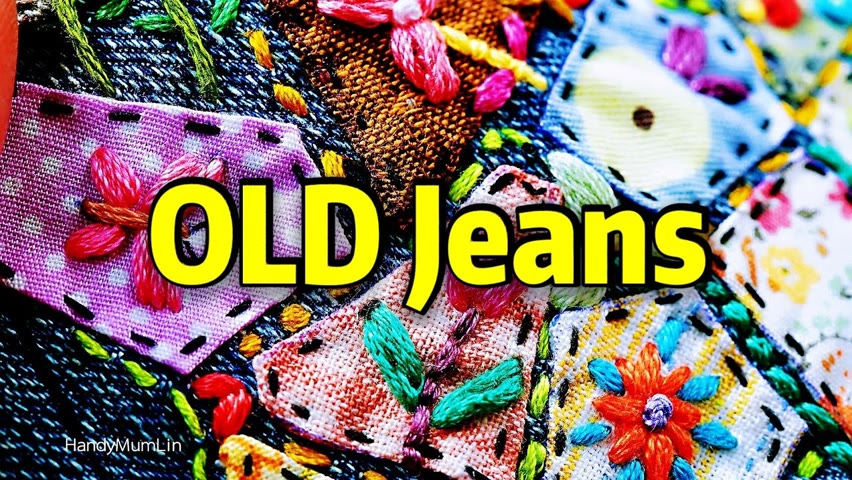 Old Jeans 👖/ Recycling Your Small Piece of Fabric Scraps / Easy Embroidery 缝制技巧#HandyMumLin
