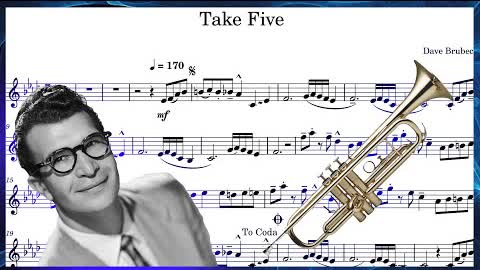 Dave Brubeck - Take Five (Trumpet Sheet Music) With Play Along!