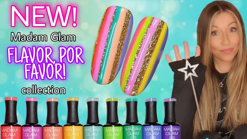 ✨️ NEW Madam Glam collection | Stripes nail art design | Swatching | Rainbow nails | Labelling pops