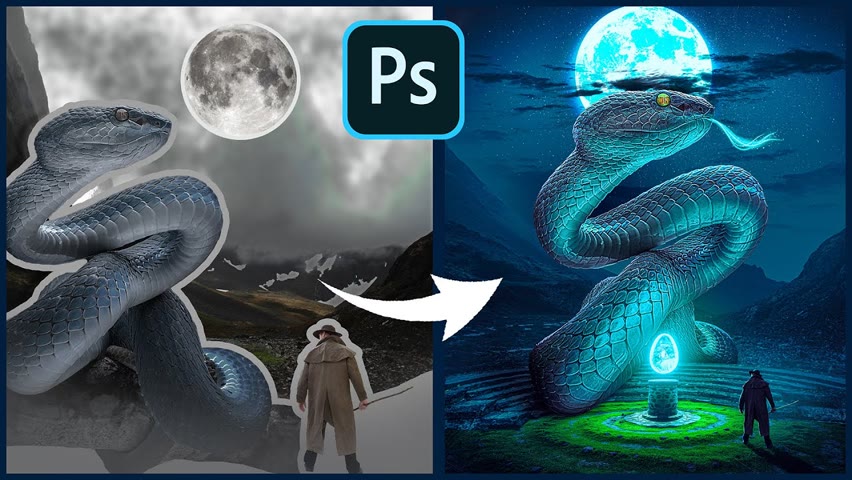 Snake Photoshop Manipulation - Matte Painting/Speed Art + PSD file