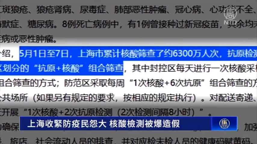 上海收緊防疫民怨大 核酸檢測被爆造假