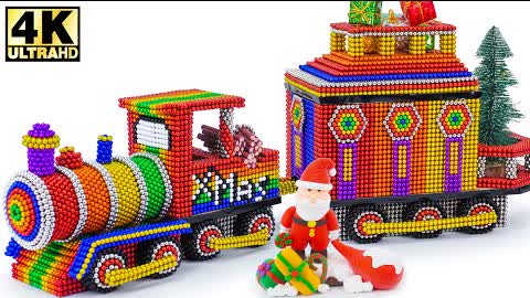 How To Make Awesome Christmas Train Transporting Gift and Santa from Magnetic Balls | Amazing Magnet