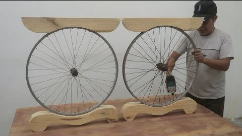 Amazing Techniques Making Wooden Tea Table From Old Bicycle Wheel and Recycled Wood