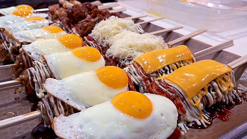국내유일! 오픈 한달만에 줄서서먹는 일본식 계란 치즈 철판 핫도그 Egg Cheese Roll Pancake - Korean Street Food